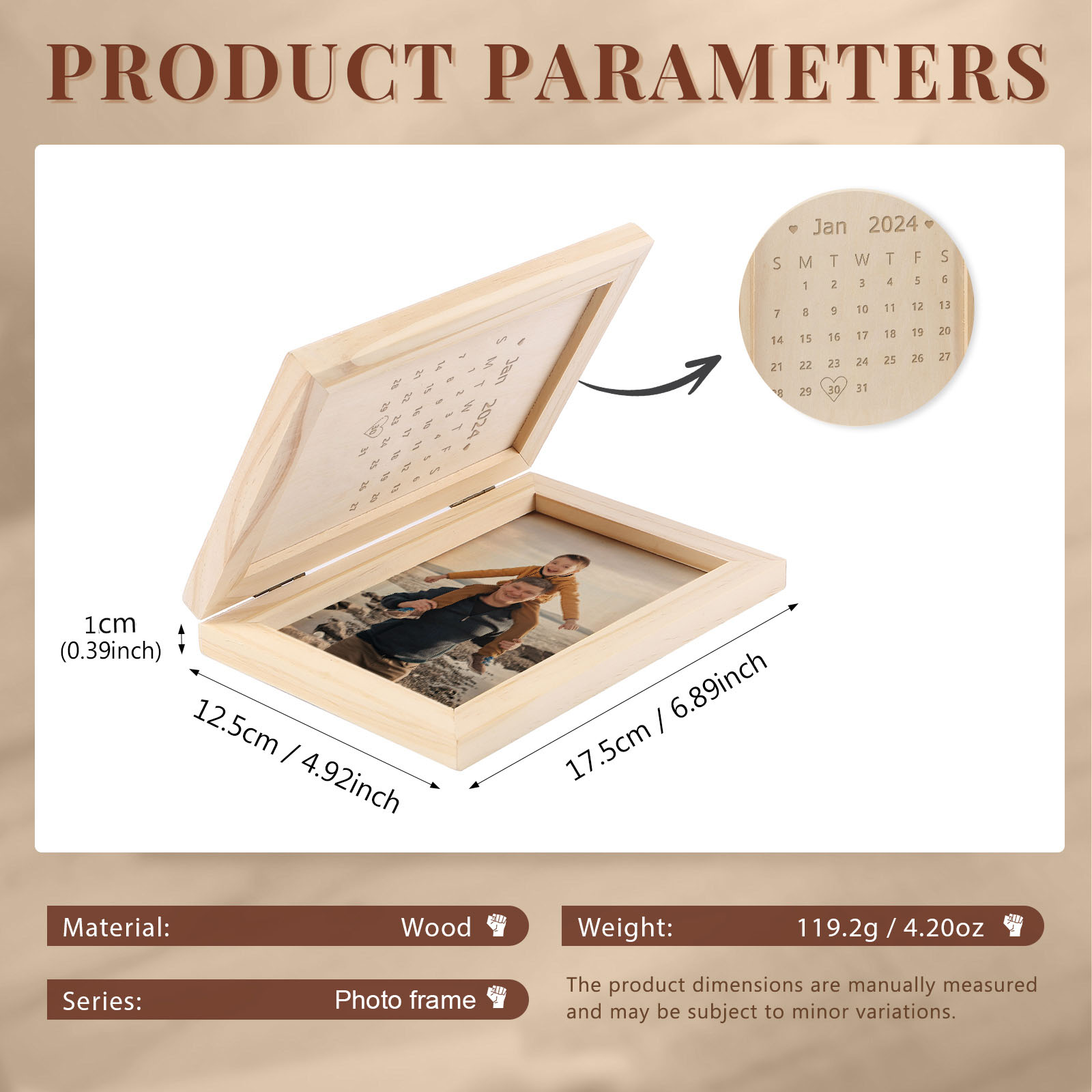 Personalized Wooden Frame with Photo and Date - Father’s Day Gift | Lorajewel