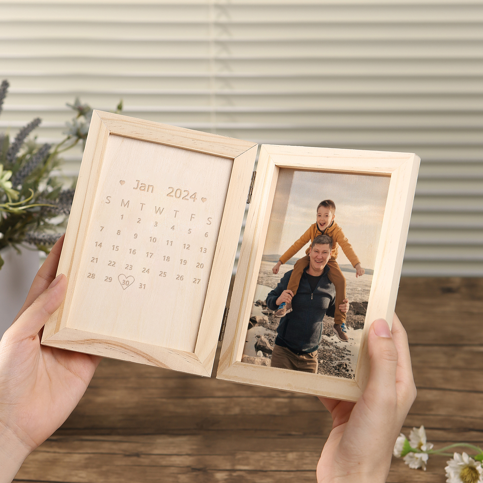 Personalized Wooden Frame with Photo and Date - Father’s Day Gift | Lorajewel