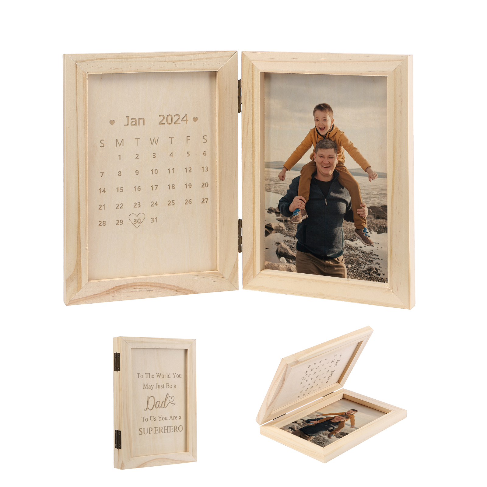 Personalized Wooden Frame with Photo and Date - Father’s Day Gift | Lorajewel