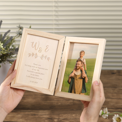 1 Name Personalized Wooden Frame with Photo, Initials & Text - Father’s Day Gift | Lorajewel