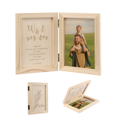 1 Name Personalized Wooden Frame with Photo, Initials & Text - Father’s Day Gift | Lorajewel