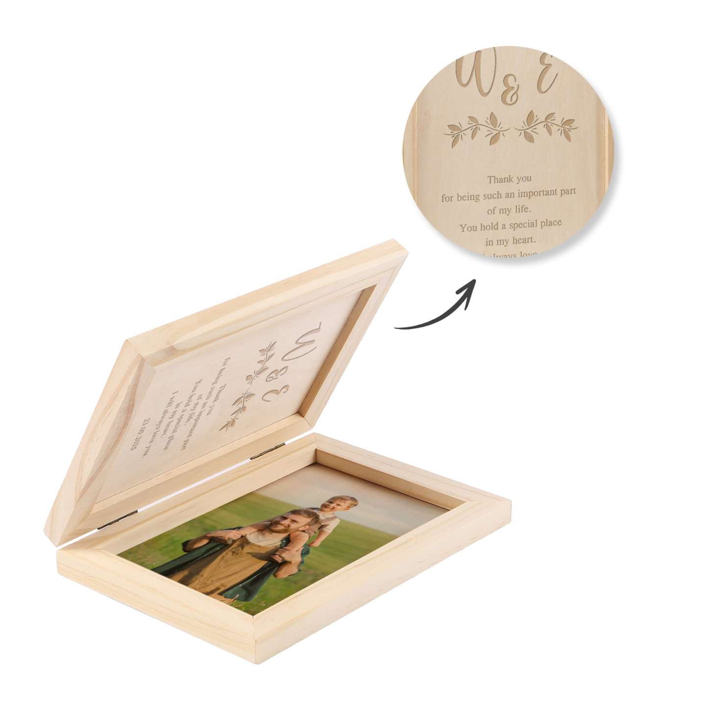 1 Name Personalized Wooden Frame with Photo, Initials & Text - Father’s Day Gift | Lorajewel