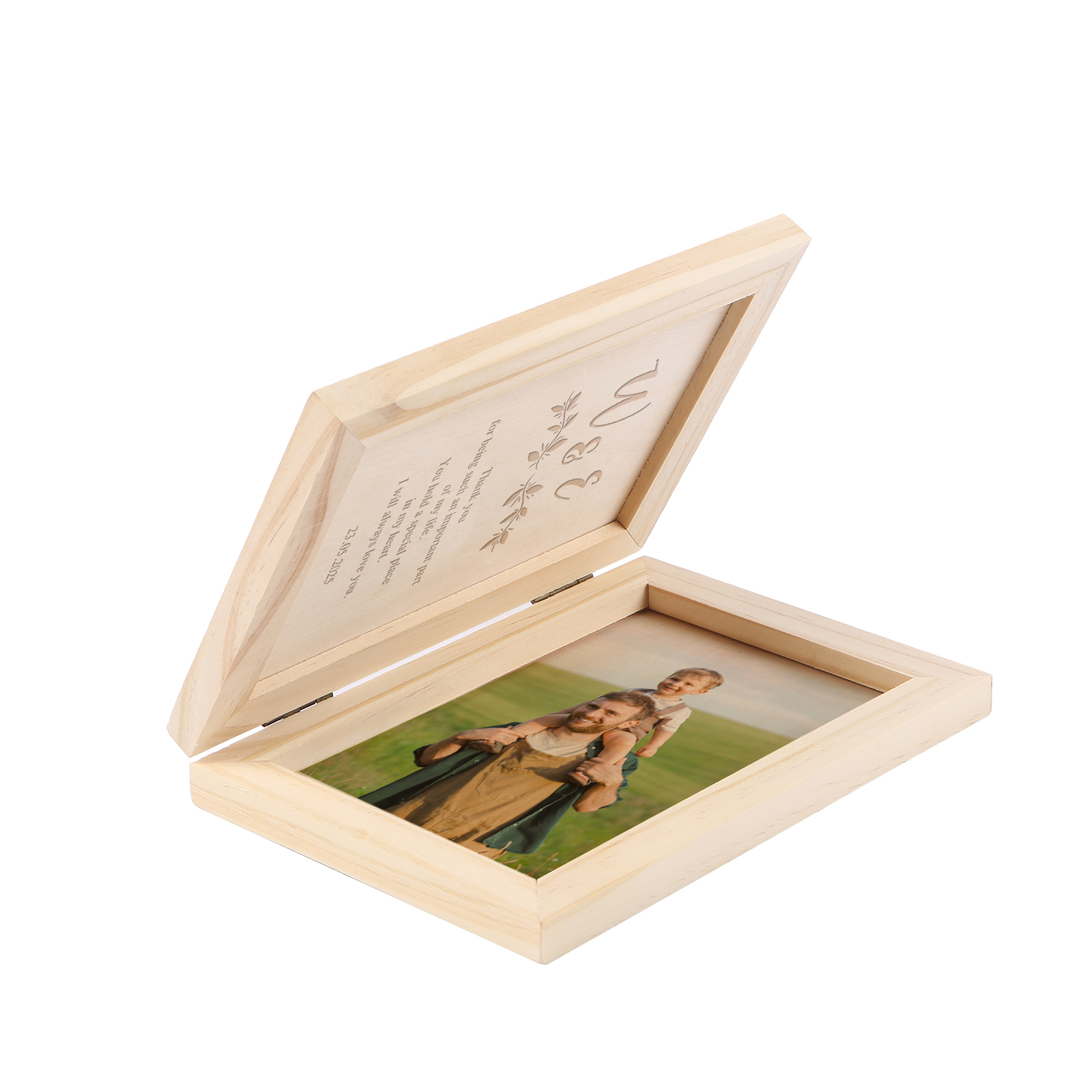 1 Name Personalized Wooden Frame with Photo, Initials & Text - Father’s Day Gift | Lorajewel