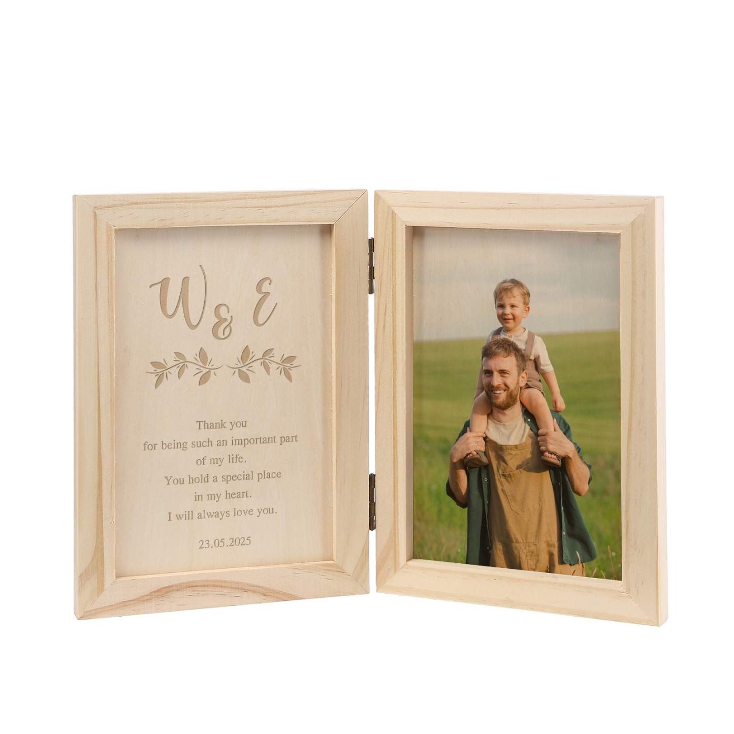 1 Name Personalized Wooden Frame with Photo, Initials & Text - Father’s Day Gift | Lorajewel