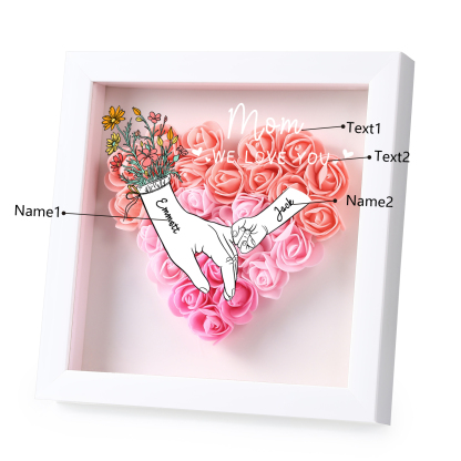 2 Names & 2 Texts Personalised Rose Flower Frame – A Thoughtful Gift for Mom, Wife or Friend