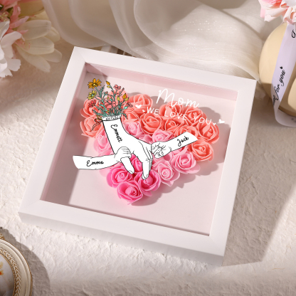 3 Names & 2 Texts Personalised Rose Flower Frame – A Thoughtful Gift for Mom, Wife or Friend | Lorajewel