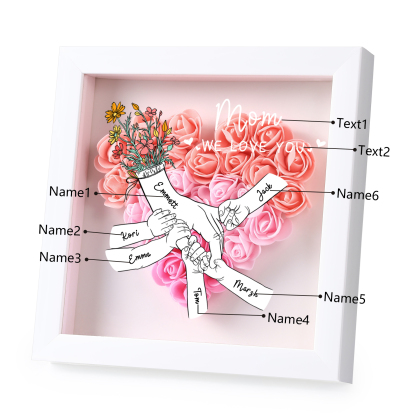 6 Names & 2 Texts Personalised Rose Flower Frame – A Thoughtful Gift for Mom, Wife or Friend | Lorajewel