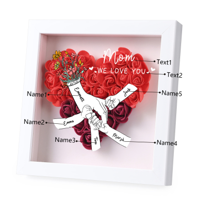 5 Names & 2 Texts Personalised Rose Flower Frame – A Thoughtful Gift for Mom, Wife or Friend | Lorajewel