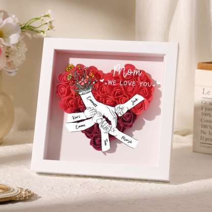 6 Names & 2 Texts Personalised Rose Flower Frame – A Thoughtful Gift for Mom, Wife or Friend | Lorajewel