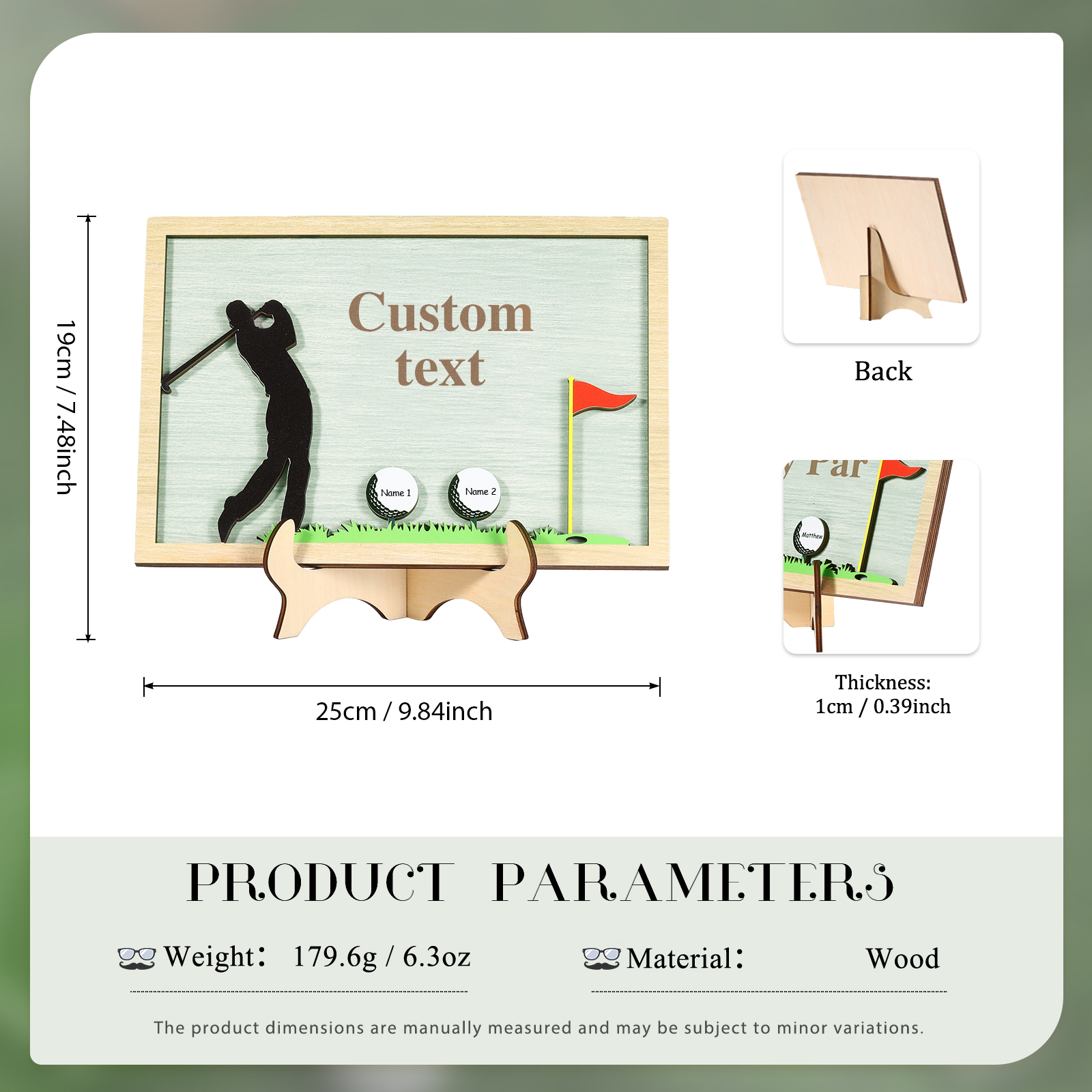 2 Names & 1 Text Personalized Golf Wooden Plaque – Custom Father's Day Gift | Lorajewel