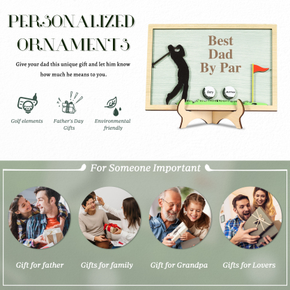 2 Names & 1 Text Personalized Golf Wooden Plaque – Custom Father's Day Gift | Lorajewel