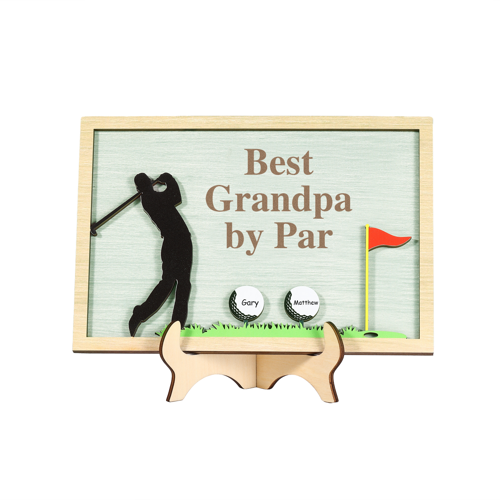 2 Names & 1 Text Personalized Golf Wooden Plaque – Custom Father's Day Gift | Lorajewel