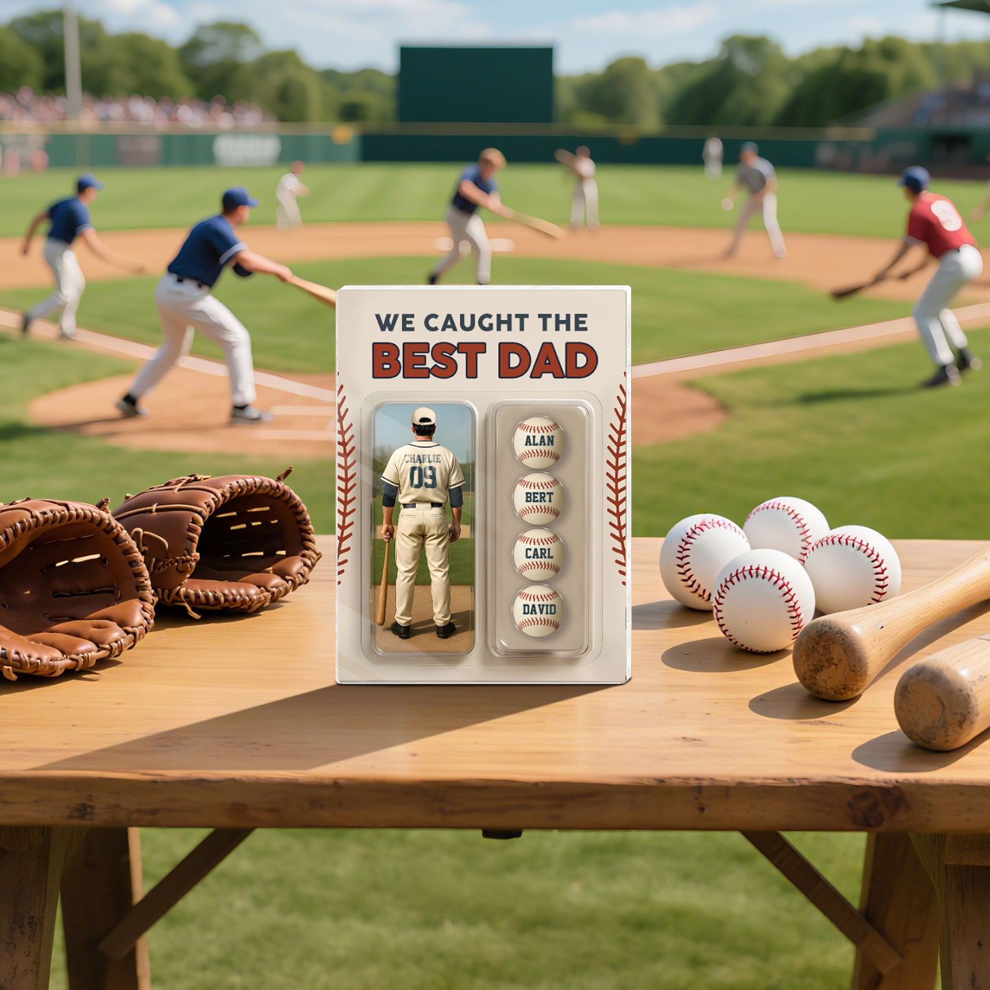 5 Names Personalized Baseball Dad Display Plaque – Custom Father's Day Gift | Lorajewel