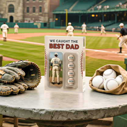 5 Names Personalized Baseball Dad Display Plaque – Custom Father's Day Gift | Lorajewel
