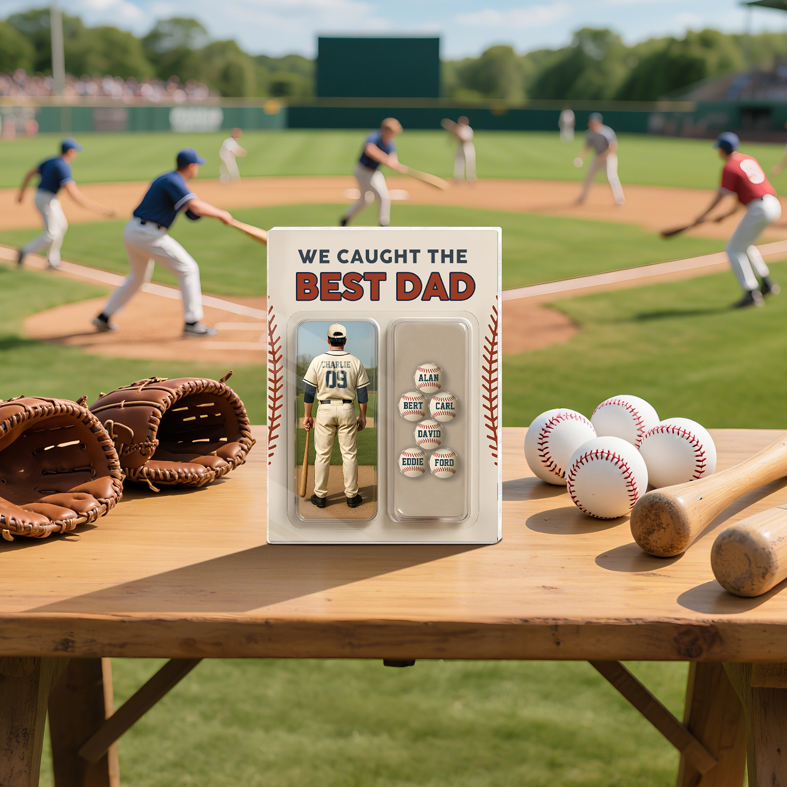 7 Names Personalized Baseball Dad Display Plaque – Custom Father's Day Gift | Lorajewel