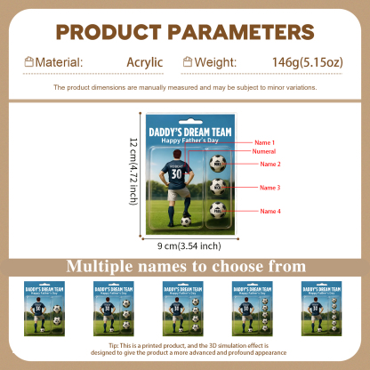 4 Names Personalized Football Dad Display Plaque – Custom Father's Day Gift | Lorajewel