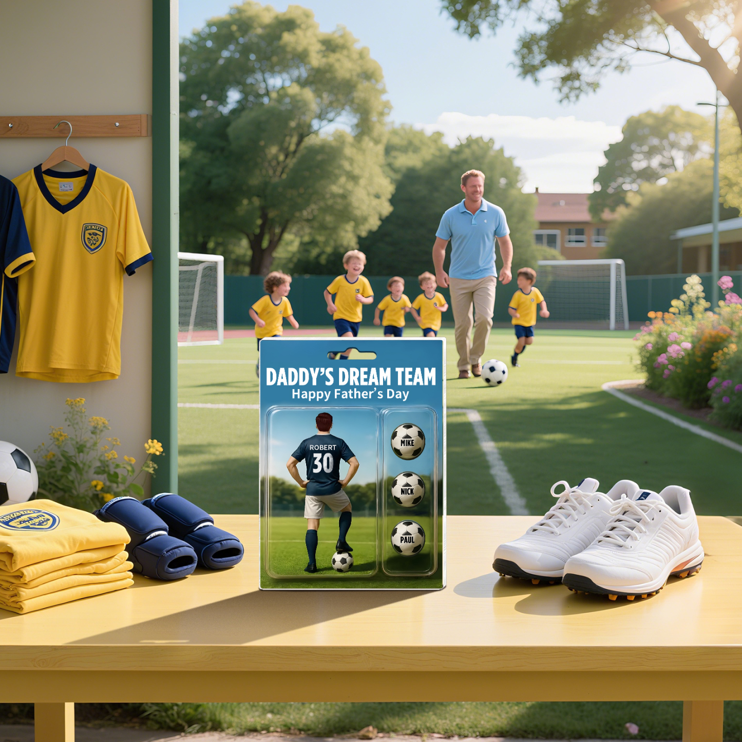 4 Names Personalized Football Dad Display Plaque – Custom Father's Day Gift | Lorajewel