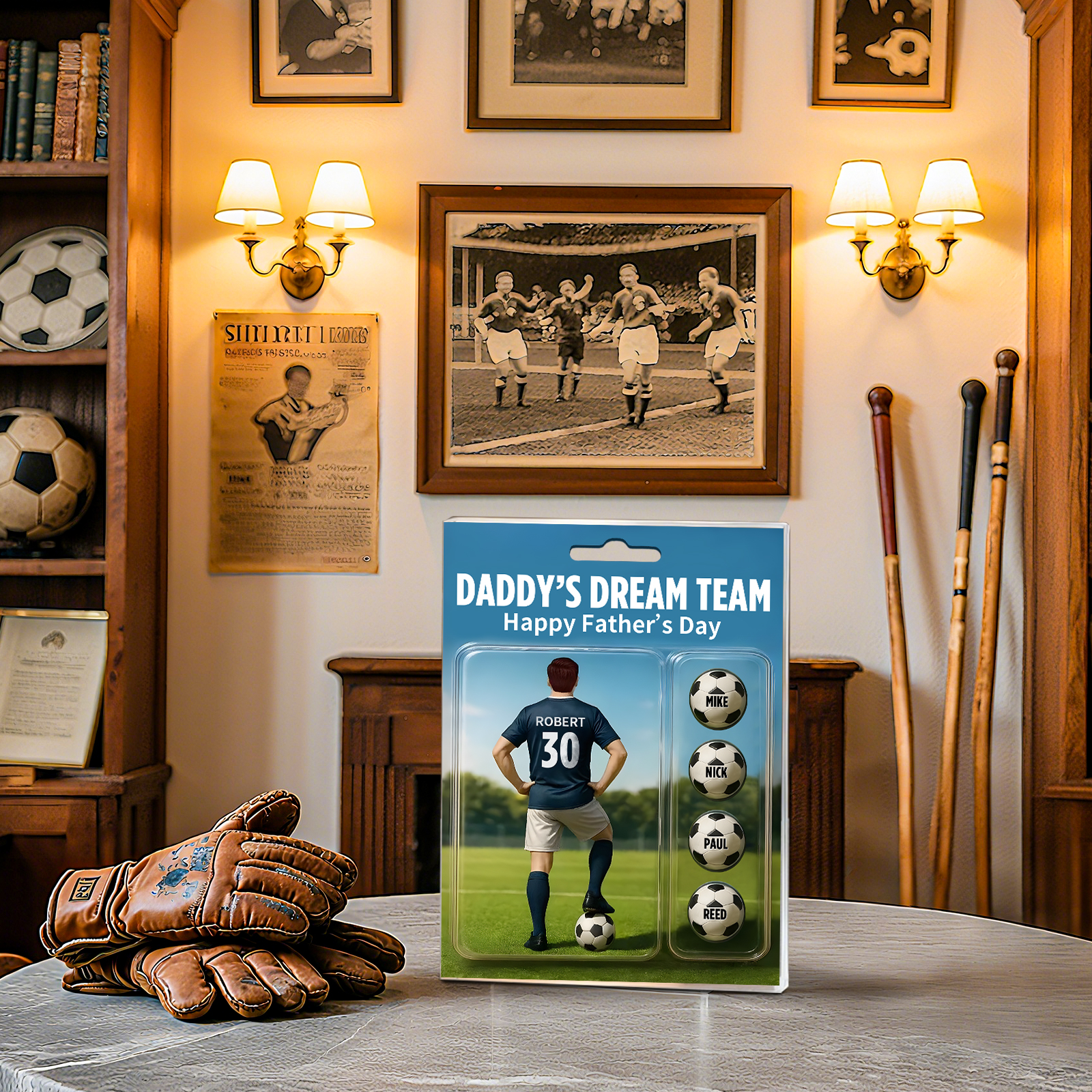 5 Names Personalized Football Dad Display Plaque – Custom Father's Day Gift | Lorajewel