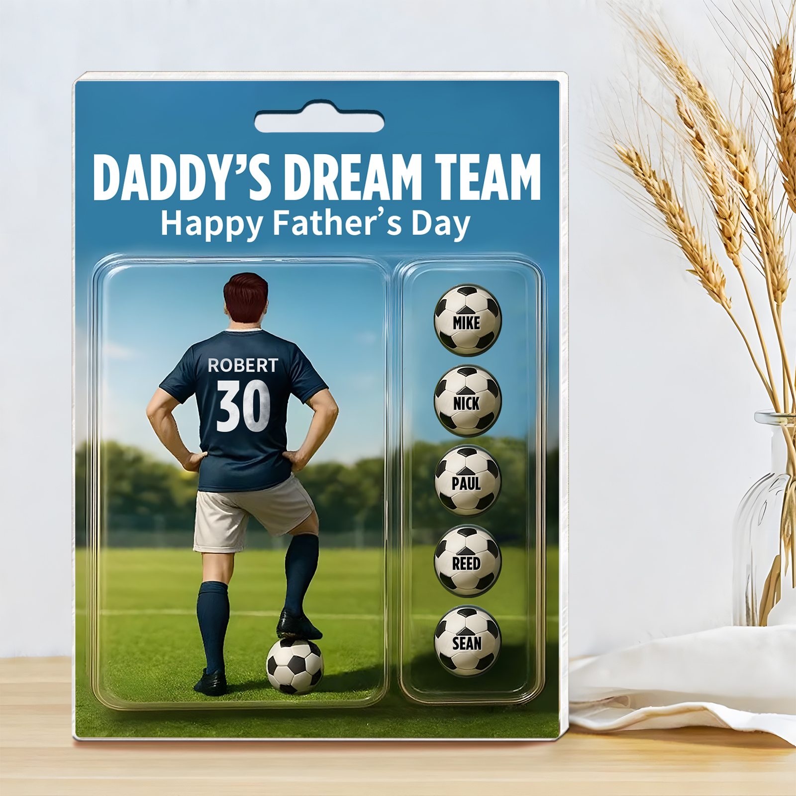 6 Names Personalized Football Dad Display Plaque – Custom Father's Day Gift | Lorajewel