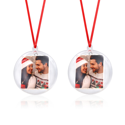 Personalized Photo Heart Christmas Blocks Bauble Ornament