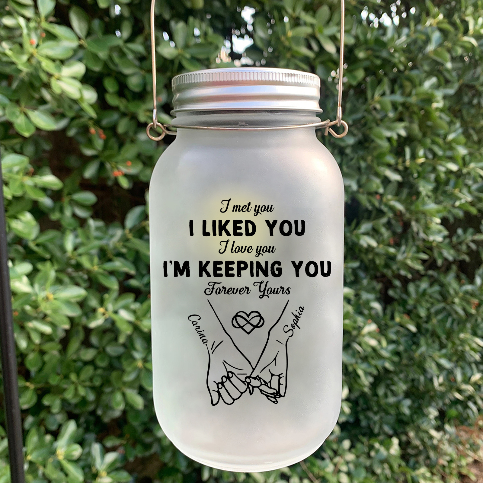 Personalized Couple Pinky Promise Solar Mason Jar Fairy Light