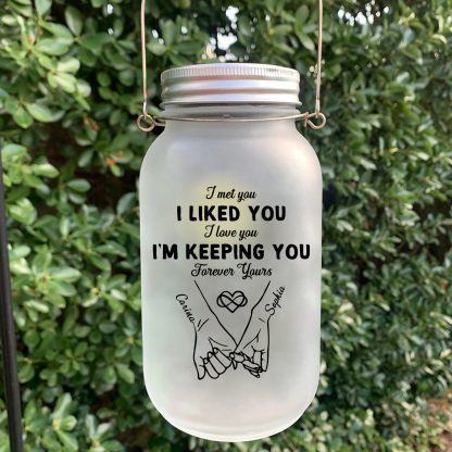 Personalized Couple Pinky Promise Solar Mason Jar Fairy Light