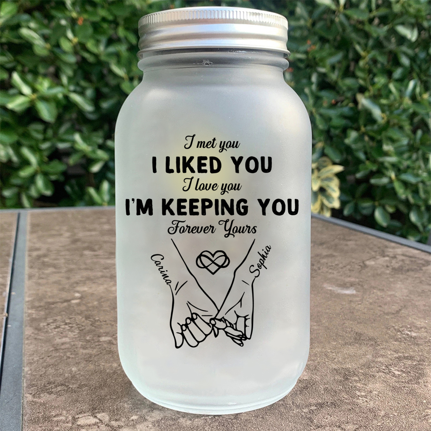 Personalized Couple Pinky Promise Solar Mason Jar Fairy Light