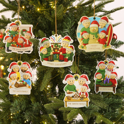 Personalized Family Christmas Ornament with 4 Names and Text