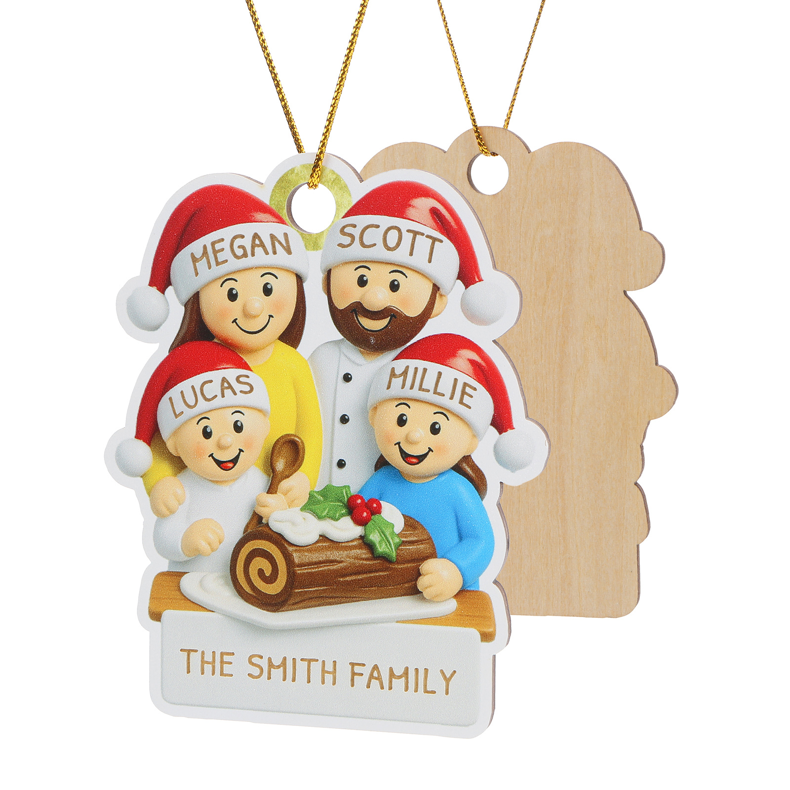 Personalized Family Christmas Ornament with 4 Names and Text