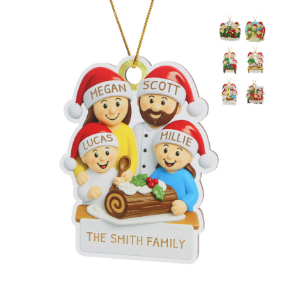 Personalized Family Christmas Ornament with 4 Names and Text