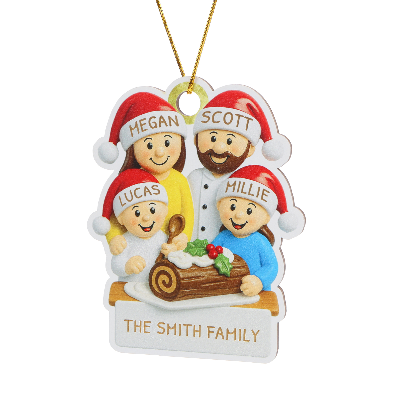 Personalized Family Christmas Ornament with 4 Names and Text