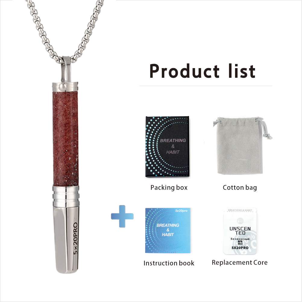 Gemstone Cylinder Breathing Necklace, Steel Tip