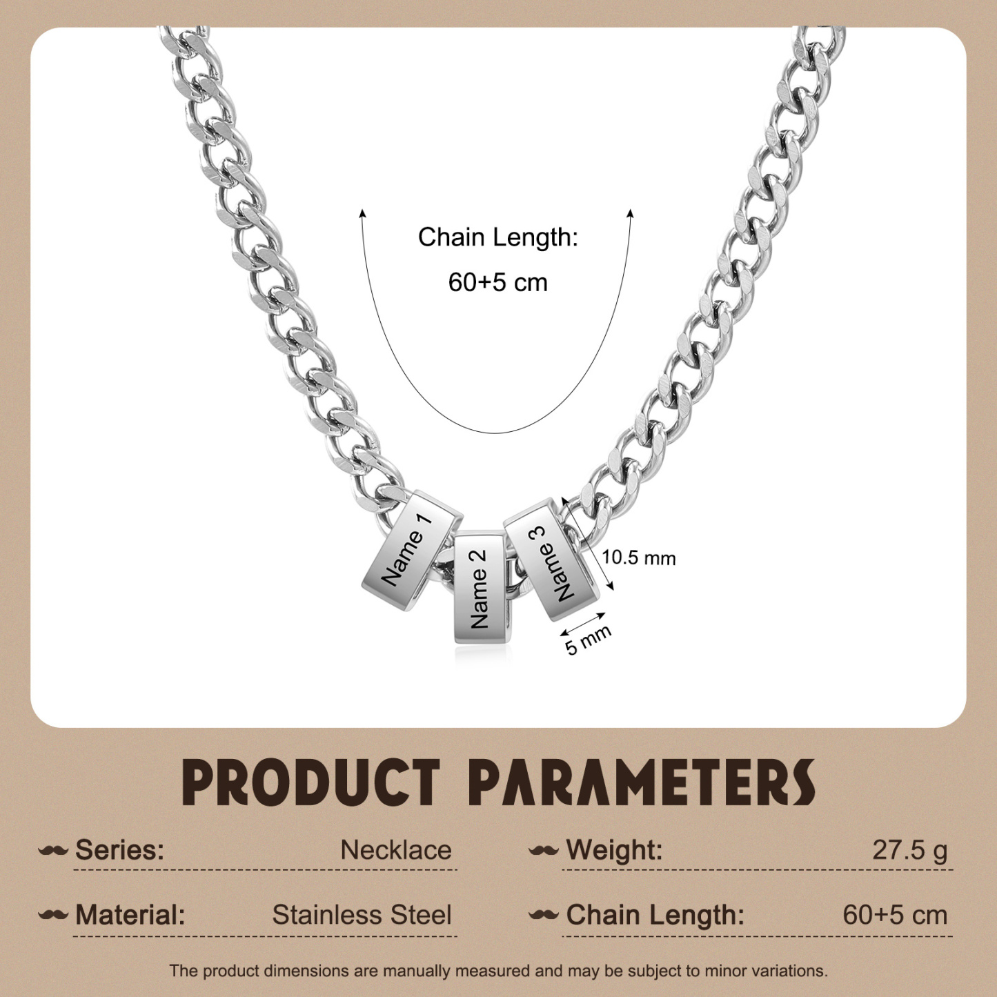 Personalized Curb Chain Necklace with 1-6 Names