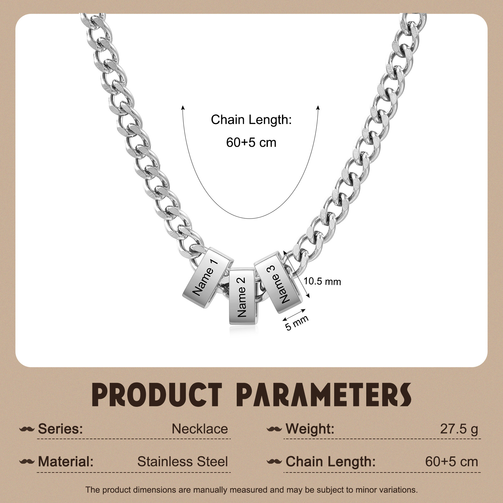 Personalized Curb Chain Necklace with 1-6 Names