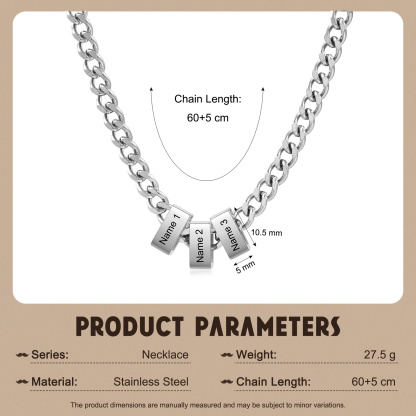 Personalized Curb Chain Necklace with 1-6 Names