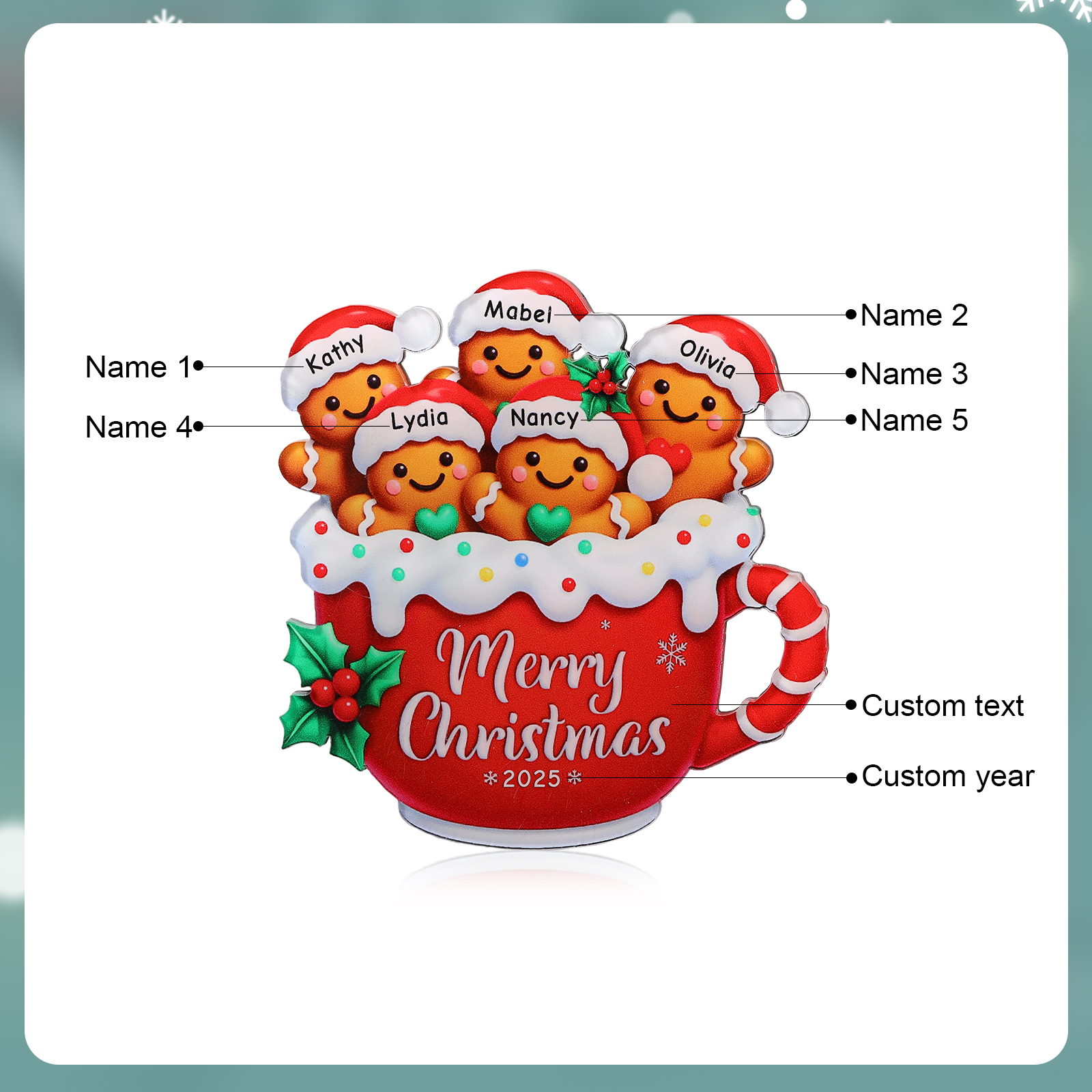 Personalized Gingerbread Mug Christmas Magnet