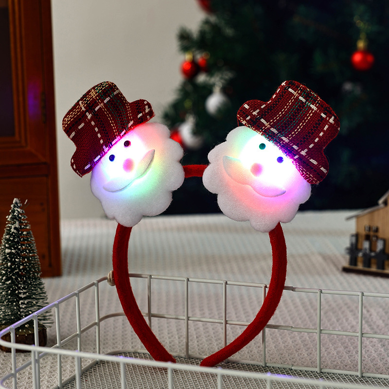 Christmas Reindeer and Snowman Light-Up Headbands Festive Holiday Acce
