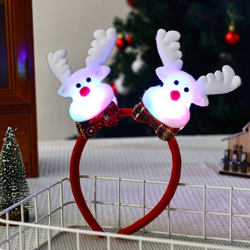 Christmas Reindeer and Snowman Light-Up Headbands Festive Holiday Accessories 