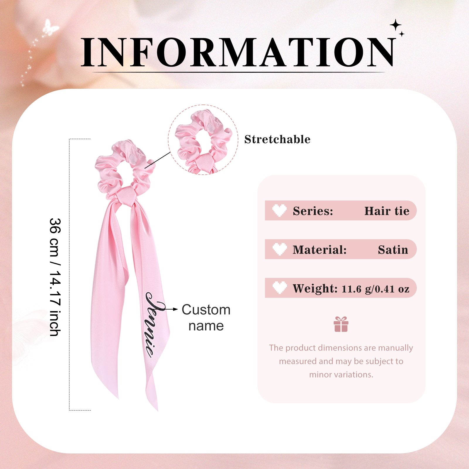 Personalized Satin Scrunchie with Name – Custom Gift for Women | Lorajewel