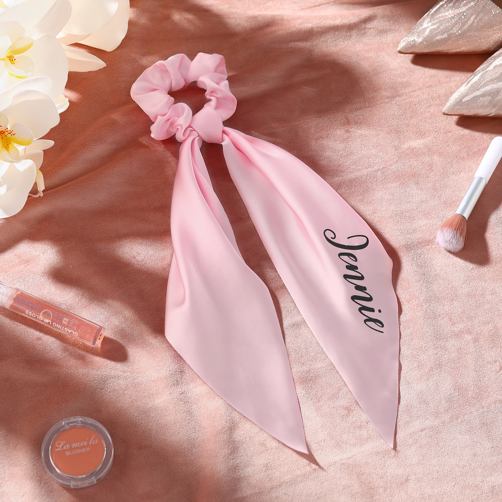Personalized Satin Scrunchie with Name – Custom Gift for Women | Lorajewel