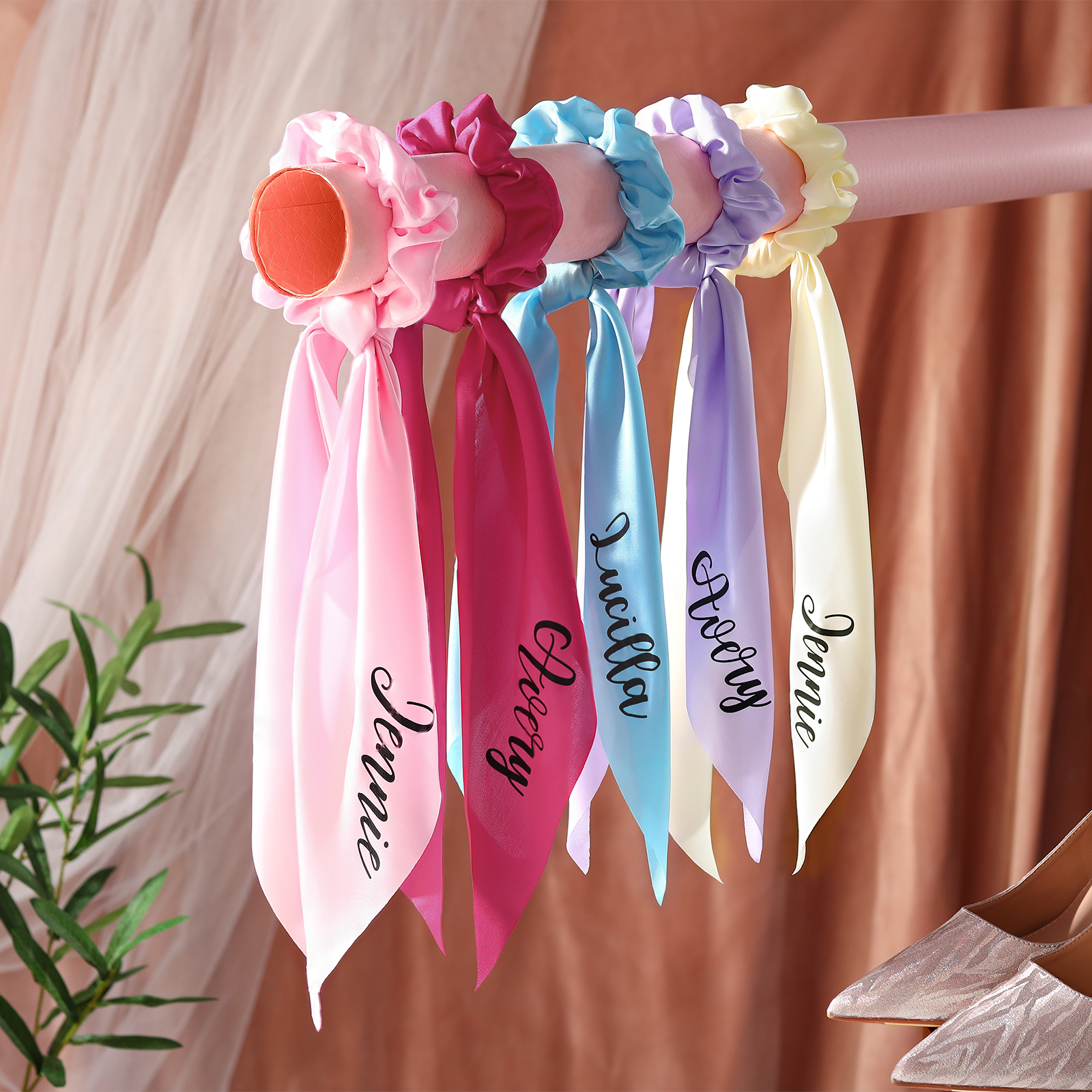 Personalized Satin Scrunchie with Name – Custom Gift for Women | Lorajewel