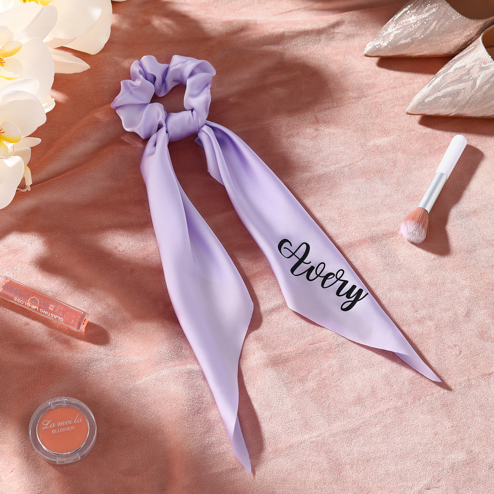 Personalized Satin Scrunchie with Name – Custom Gift for Women | Lorajewel