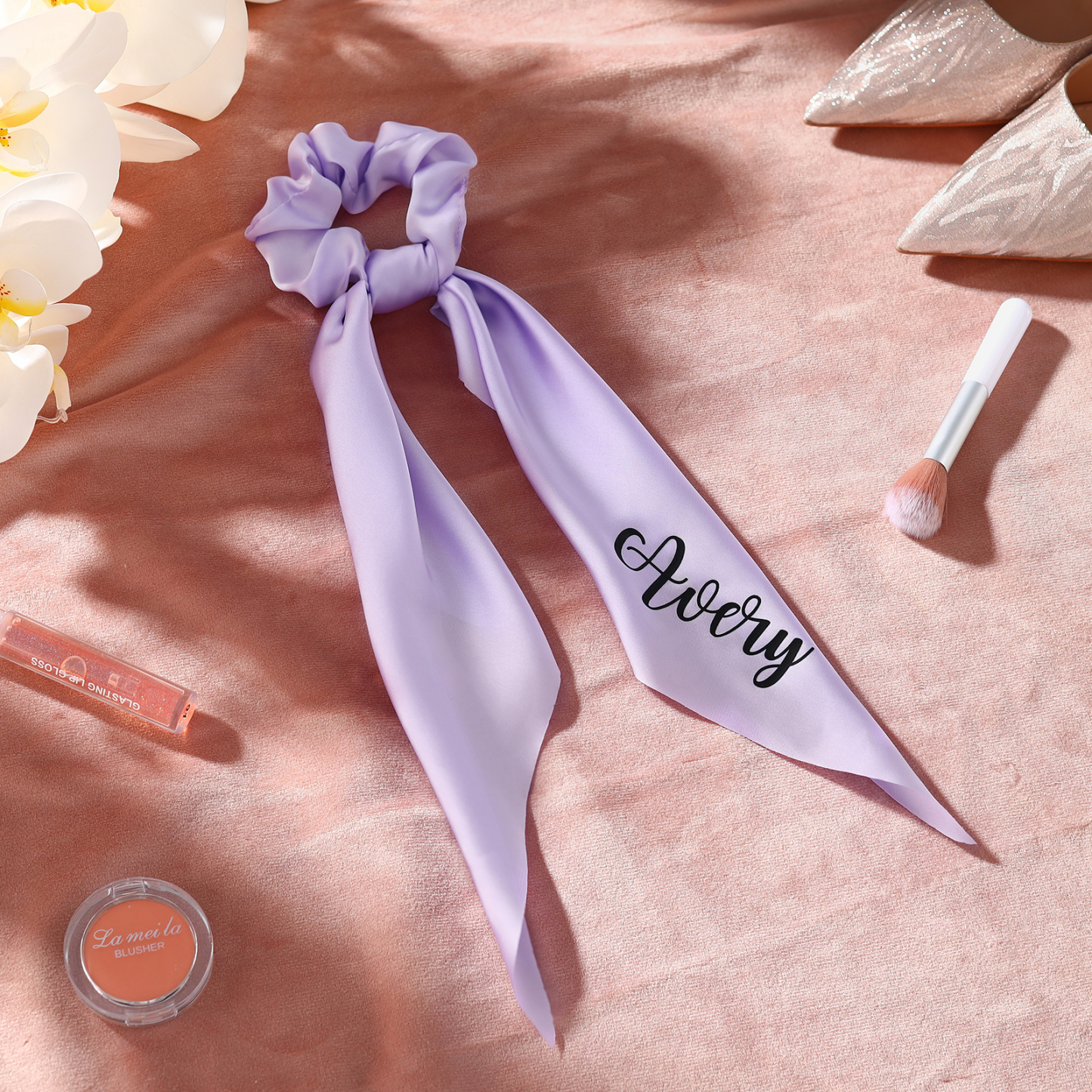 Personalized Satin Scrunchie with Name – Custom Gift for Women | Lorajewel