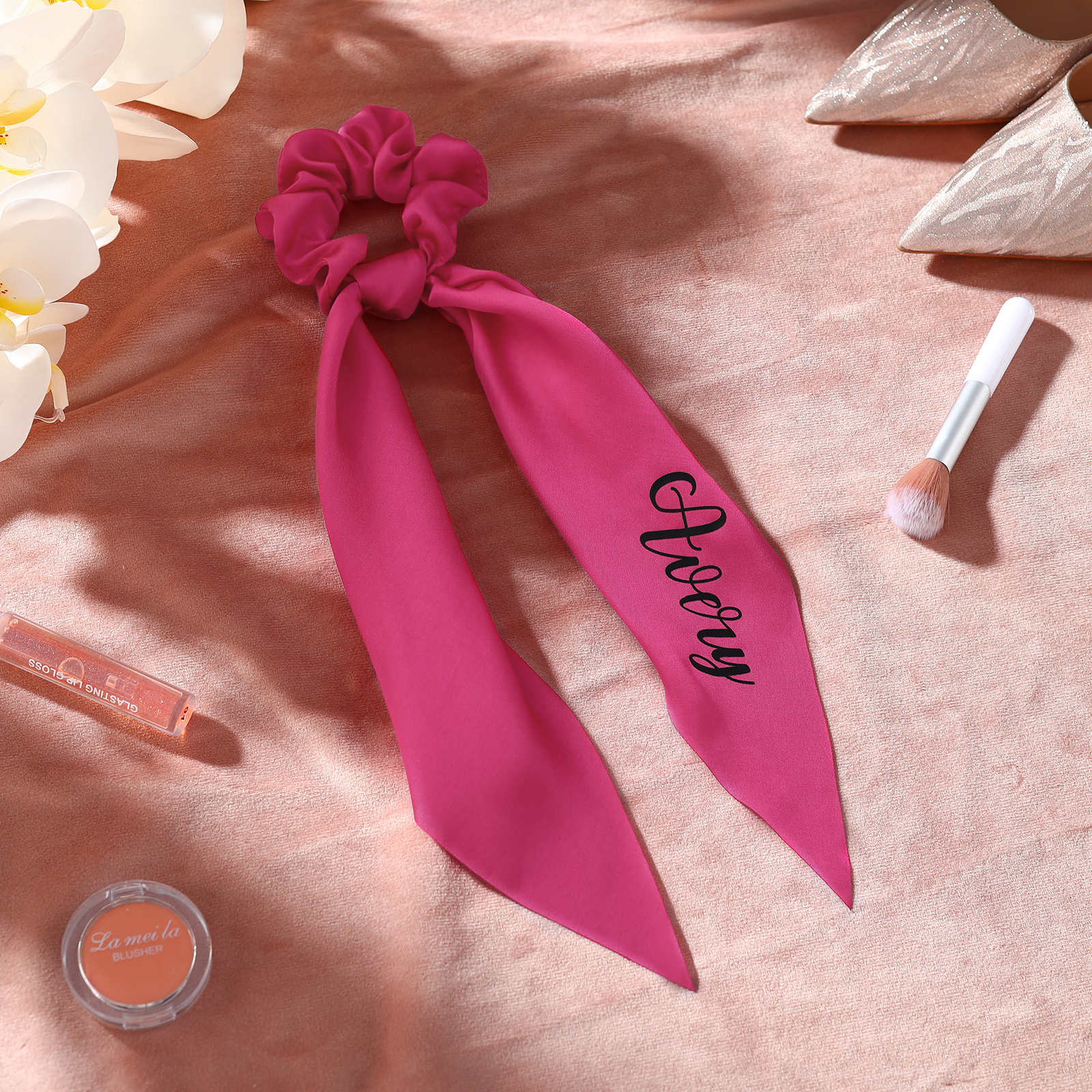 Personalized Satin Scrunchie with Name – Custom Gift for Women | Lorajewel