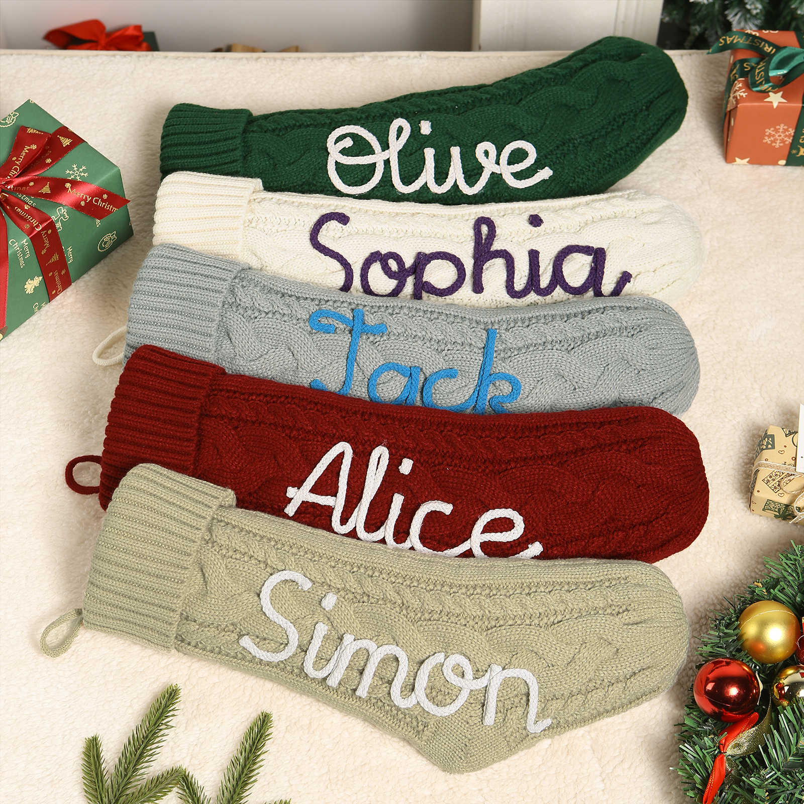 Personalized Chunky Cable-Knit Christmas Stocking