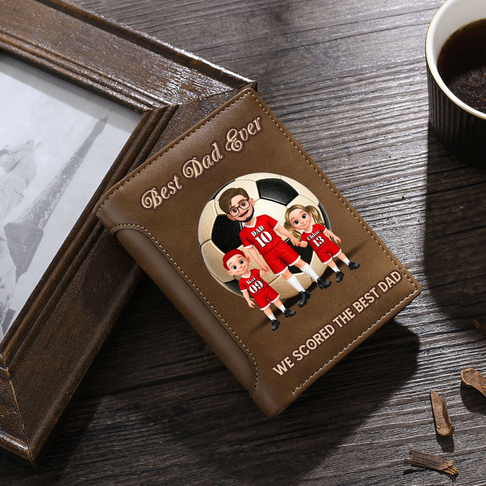 Personalized Men’s Wallet for Dad – Football Team with 1 to 6 Children
