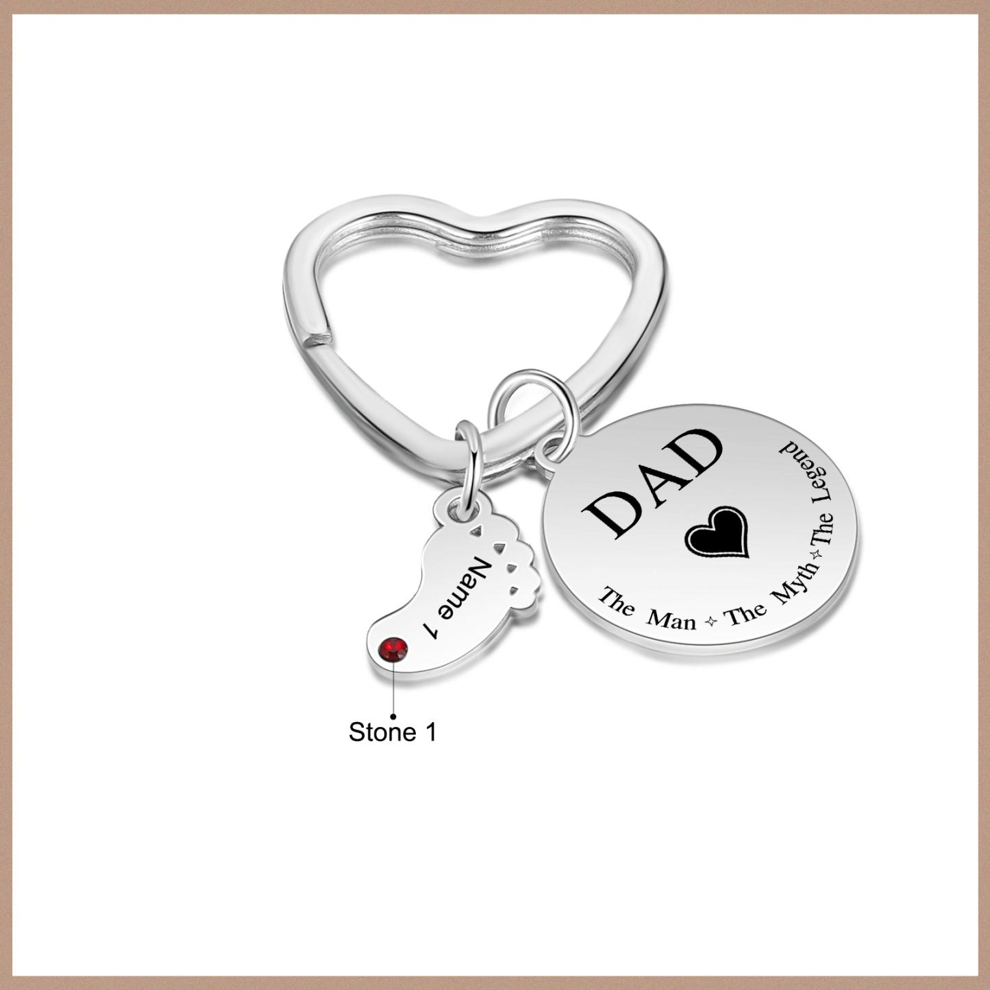 2 Names & 1 Text Personalised Keychain with Kids' Names & Birthstones | Lorajewel