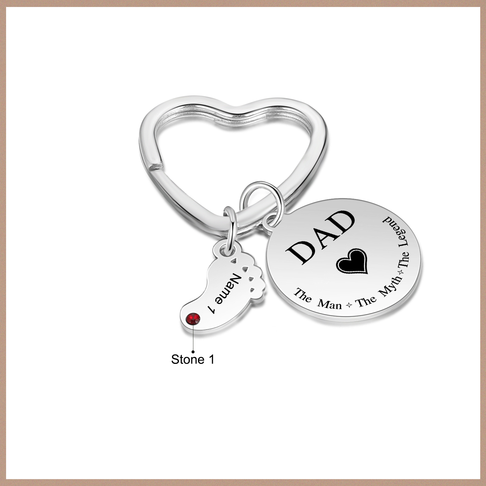 2 Names & 1 Text Personalised Keychain with Kids' Names & Birthstones | Lorajewel