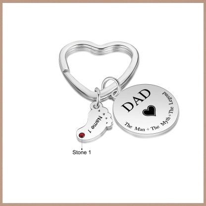 2 Names & 1 Text Personalised Keychain with Kids' Names & Birthstones | Lorajewel