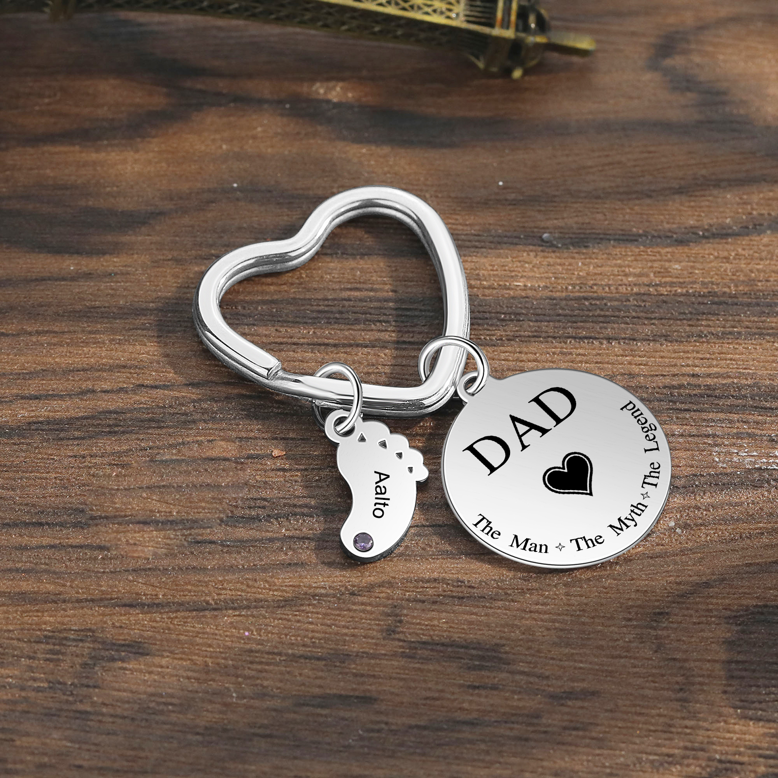 2 Names & 1 Text Personalised Keychain with Kids' Names & Birthstones | Lorajewel